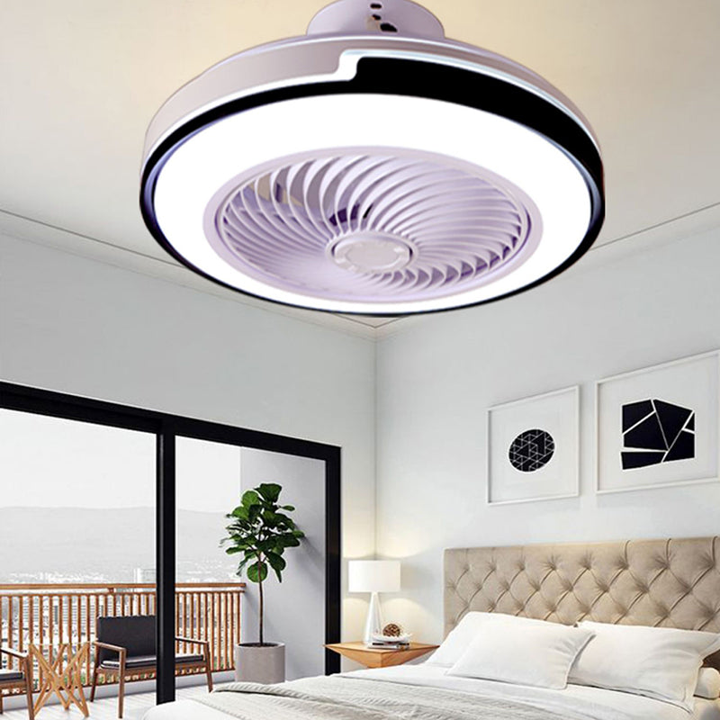 Round Fan Lamp Minimalist Acrylic Bedroom LED Semi-Flush Mount Ceiling Light