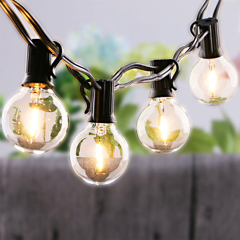 G40 Glass Bulb Festive Light String Industrial Black LED Solar Outdoor Light with USB Charging Port