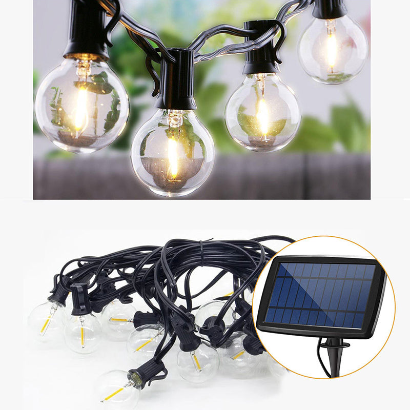 G40 Glass Bulb Festive Light String Industrial Black LED Solar Outdoor Light with USB Charging Port