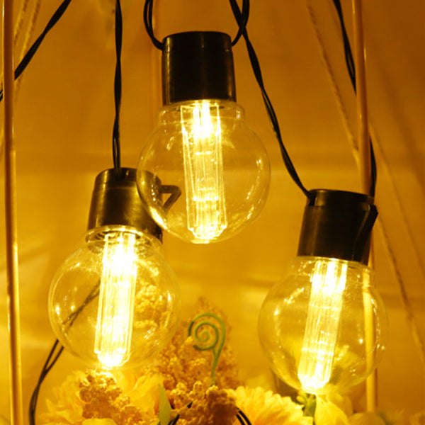 Retro G50 Globe Bulb String Light Plastic Outdoor Solar LED Christmas Light in Black
