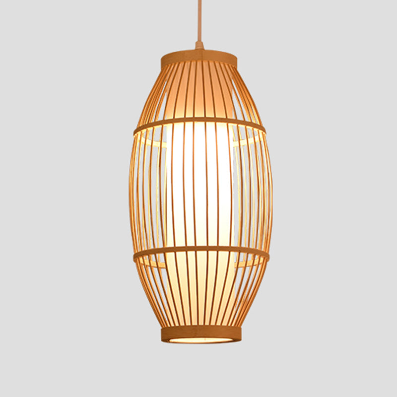 BEIGE BAMBOO Ampiccante Lampada sospesa asiatica a sospensione a sospensione Light per il ristorante