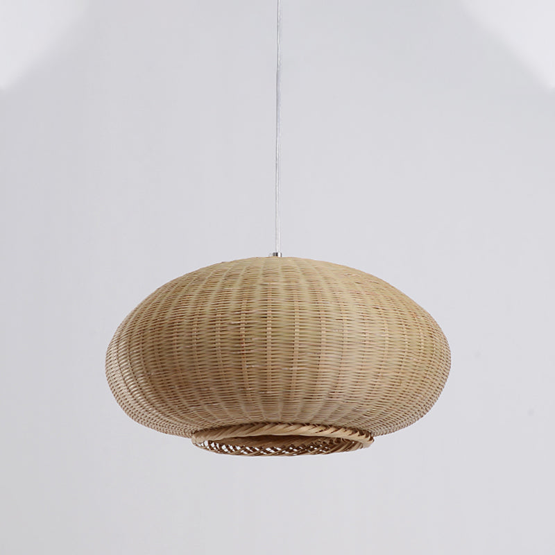 Lampada del soffitto di lanterna di lino Asia 1 Funzione illuminazione a sospensione in bambù testa per sala da pranzo