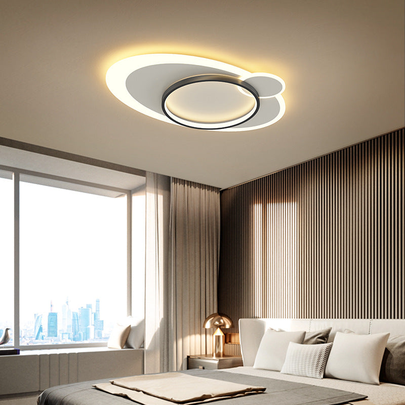 Acrylic Black and White Flush Mount in Modern Minimalist Style Wrought Iron Oval LED Ceiling Light