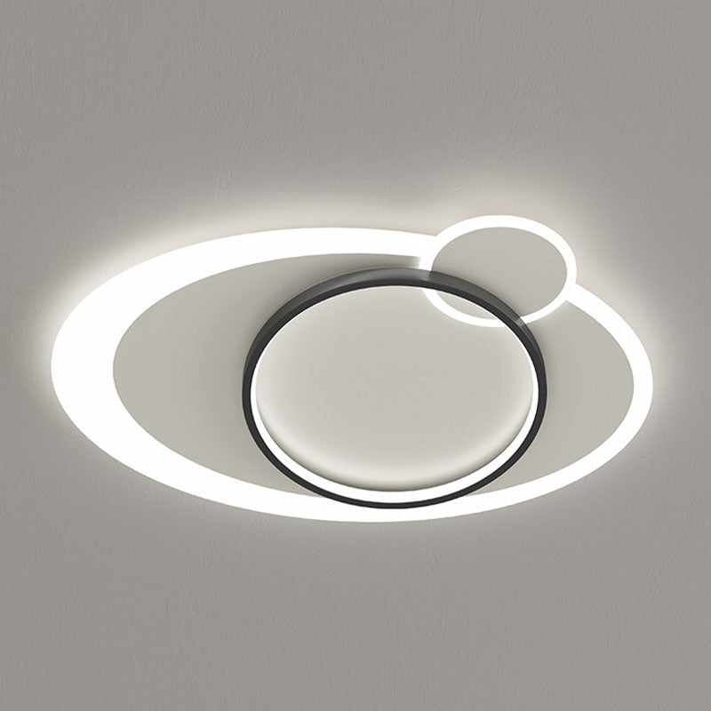 Lámpara de techo LED ovalada de hierro forjado, montaje empotrado acrílico en blanco y negro, estilo minimalista moderno