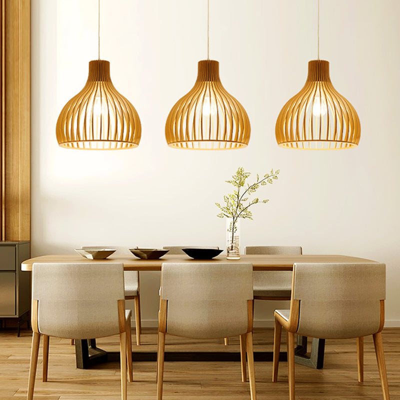 Bois Géométrique Plafond Light Style chinois Single Pendeur pour salle à manger