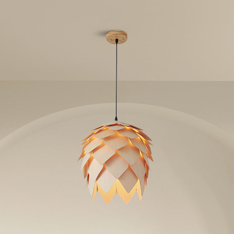 Style géométrique de style moderne Bois pendentif 1 lampe à suspension légère pour salle à manger