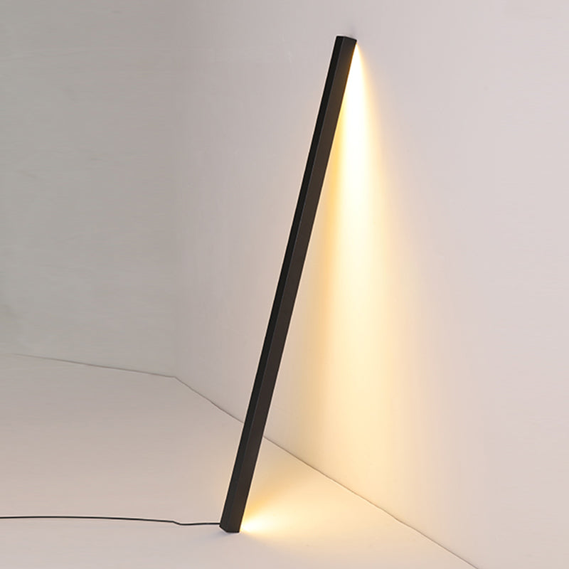 Aluminum Bar Shaped Floor Light Minimalist Living Room LED Floor Lamp against Wall