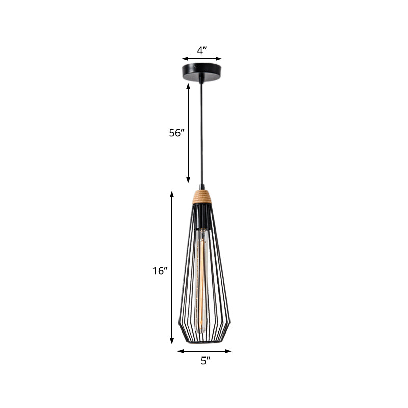 1 luces geométricas colgante colgante de colgante moderno lámpara de hierro forjado en blanco/negro con tapa de madera para dormitorio