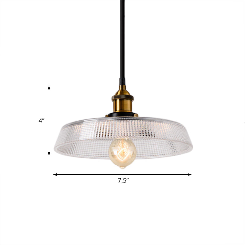 Messingkuppel Pendellende Deckenleuchte Bauernhaus klares prismatisches Glas 1 Leichter Esszimmer Hängende Lampe, 8 "/10"