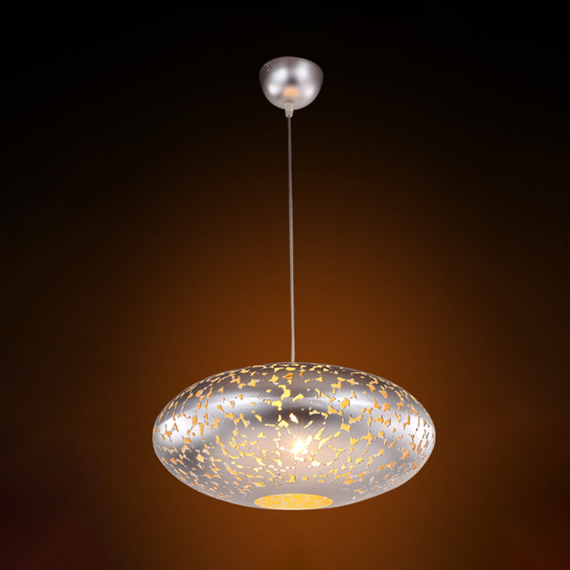 Lampada argento in metallo/bronzo/ottone lanterna 1 testa a sospensione decorativa per la camera da letto