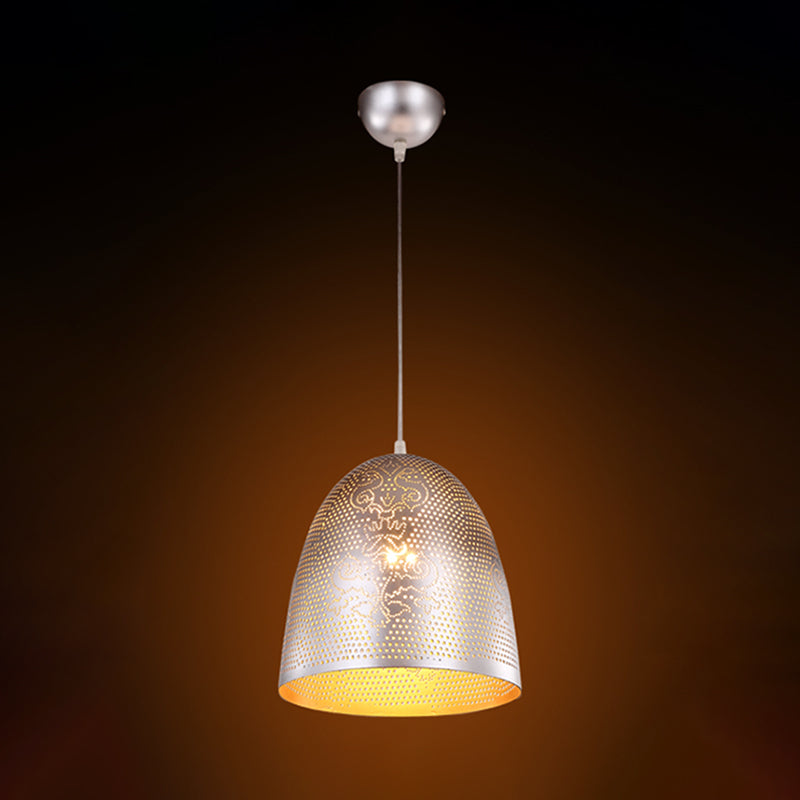 1 Glühkuppel hängende hängende leichte traditionelle Metallhängernlichtleuchte in Silber
