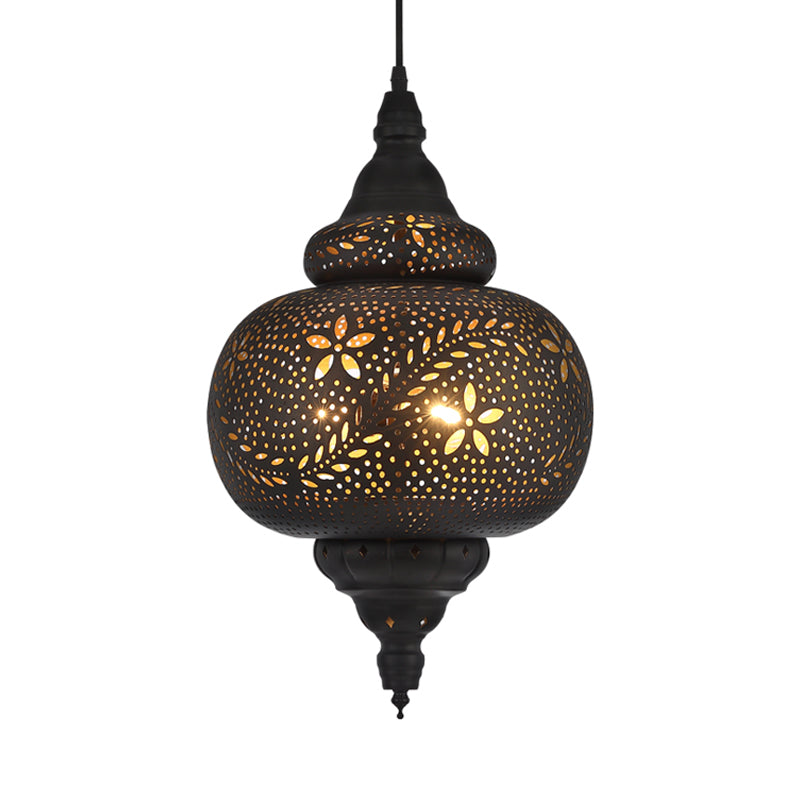 Gourd Hanging Light Traditionnaire 1 tête d'éclairage pendentif métallique en tête en noir, 10 "/ 12" de large