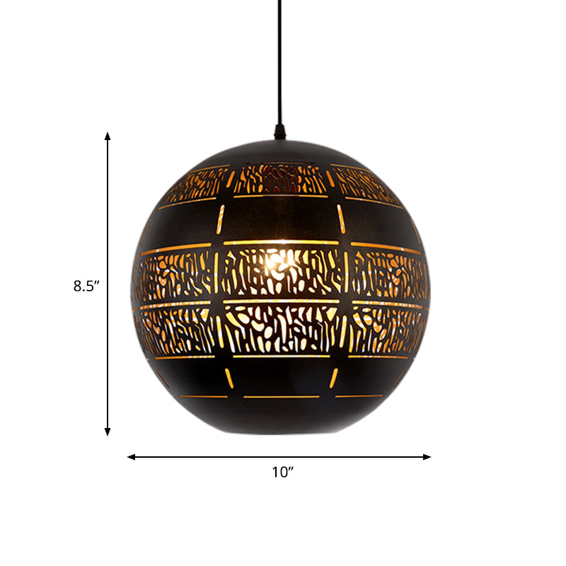 Sphere Down Lighting Decorative 1 Bulb Metal Ceiling Suspension Lamp in Bronze, 10"/12" Wide