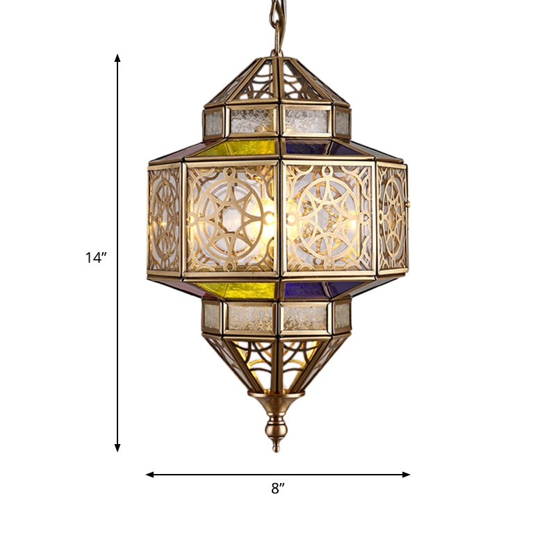 Lámpara colgante de octágono de latón Luz de colgante de techo de metal antiguo 1 con cadena ajustable