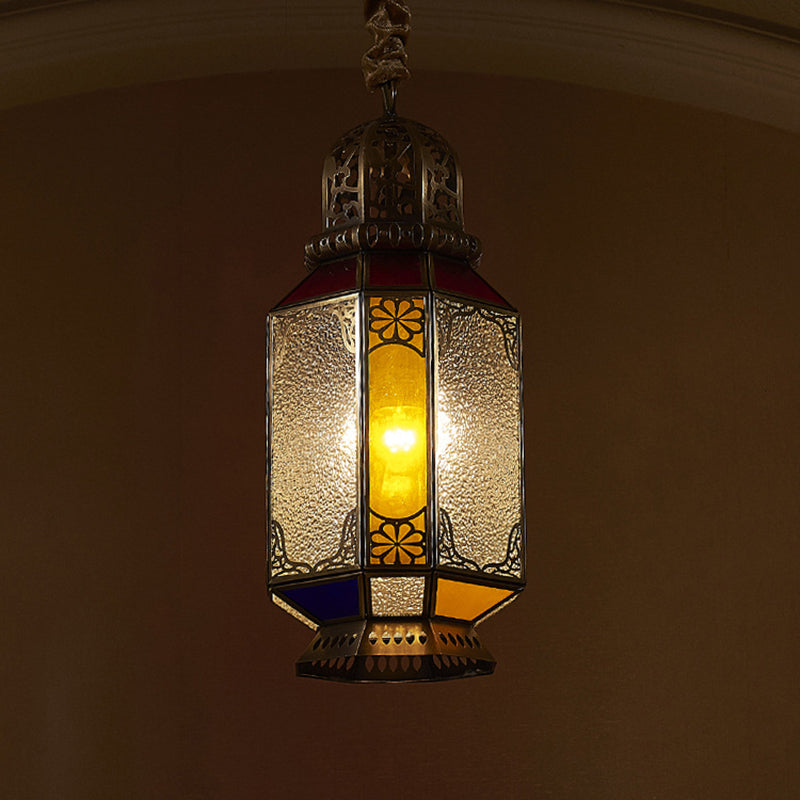 Lámpara de colgante de linterna de 1 cabeza tradición de metal de latón Luz de techo colgante para comedor
