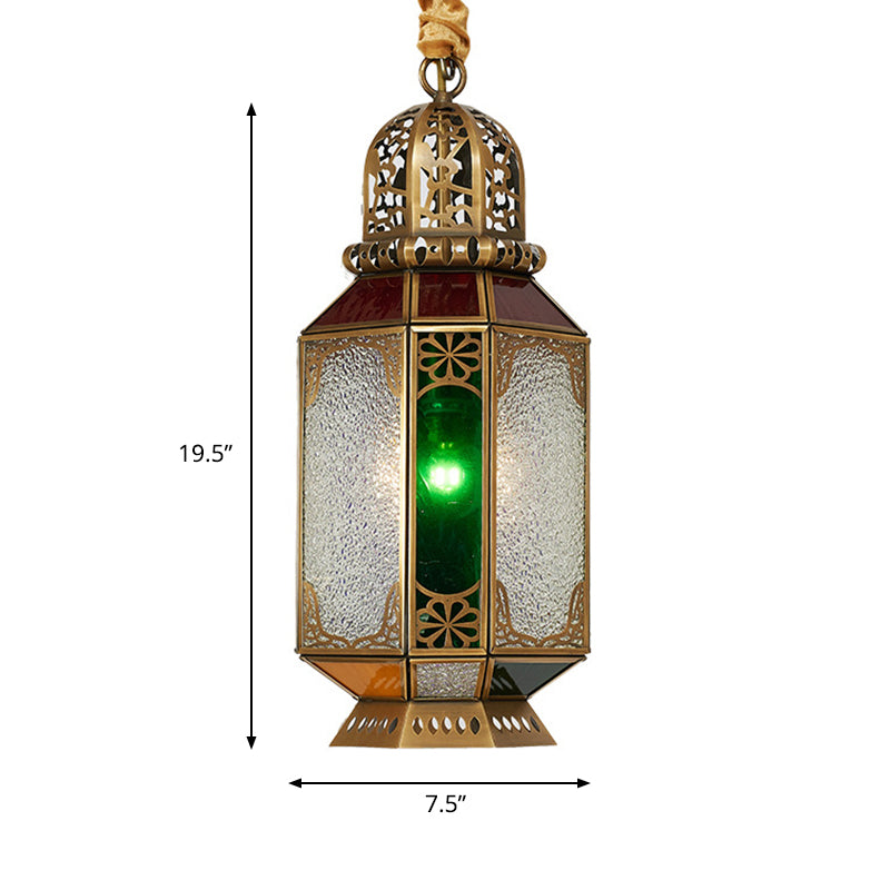 Lámpara de colgante de linterna de 1 cabeza tradición de metal de latón Luz de techo colgante para comedor