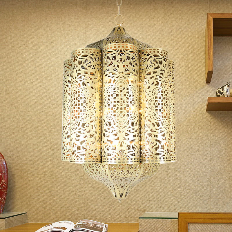 1 Head Curved Hanging Lamp Vintage Brass Metal Ceiling Pendant Light for Bedroom