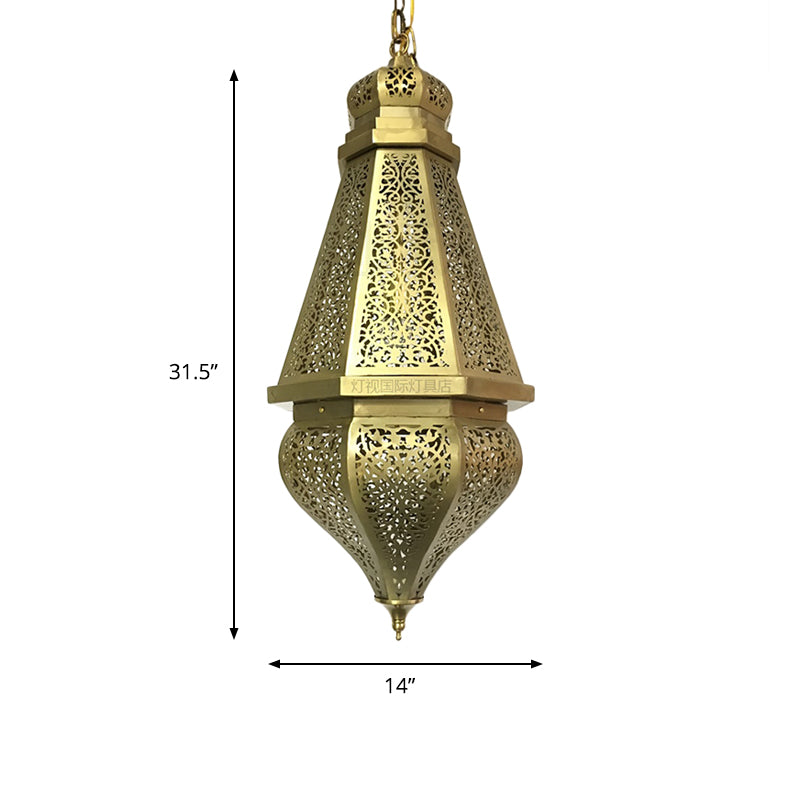 1 bulbo láser corte colgante iluminación tradición de techo de metal luz colgante en latón