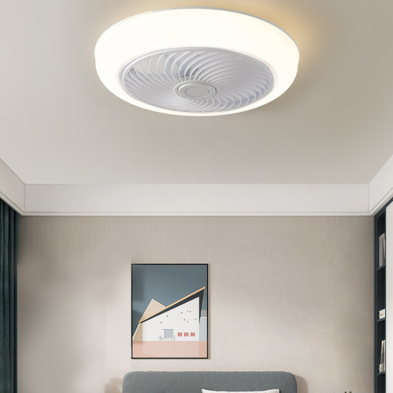 Stylish Minimalist Round Fan Lamp Acrylic Bedroom LED Semi Flush Mount Ceiling Light