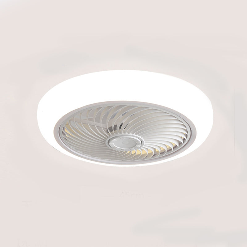 Stylish Minimalist Round Fan Lamp Acrylic Bedroom LED Semi Flush Mount Ceiling Light