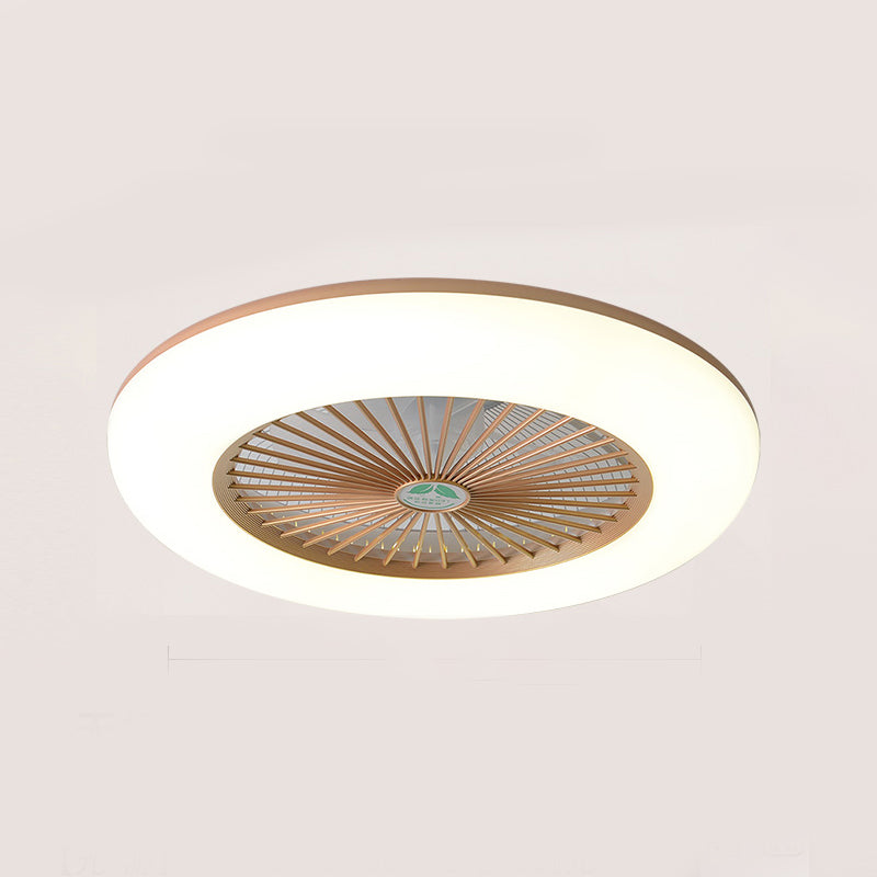 Stylish Minimalist Round Fan Lamp Acrylic Bedroom LED Semi Flush Mount Ceiling Light