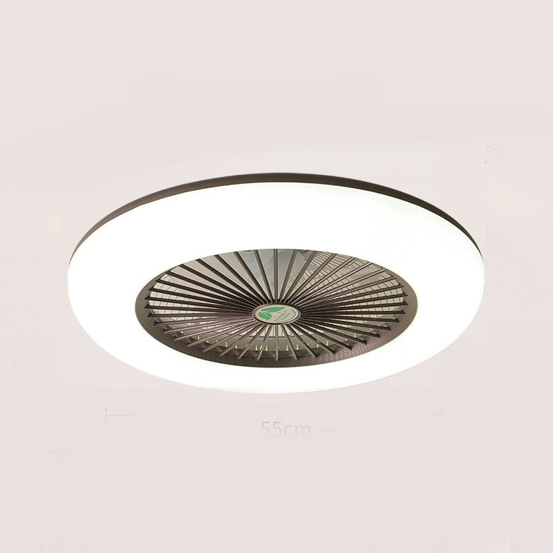 Stylish Minimalist Round Fan Lamp Acrylic Bedroom LED Semi Flush Mount Ceiling Light