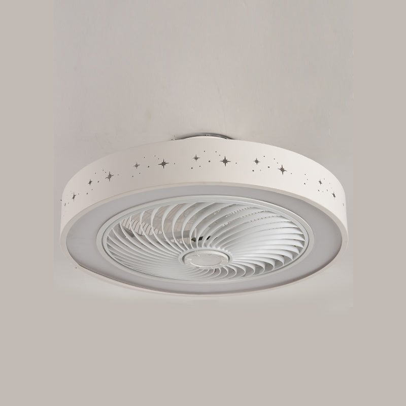 Luz de ventilador circular blanco letrero nórdico led metal semi semi montado en el techo de techo