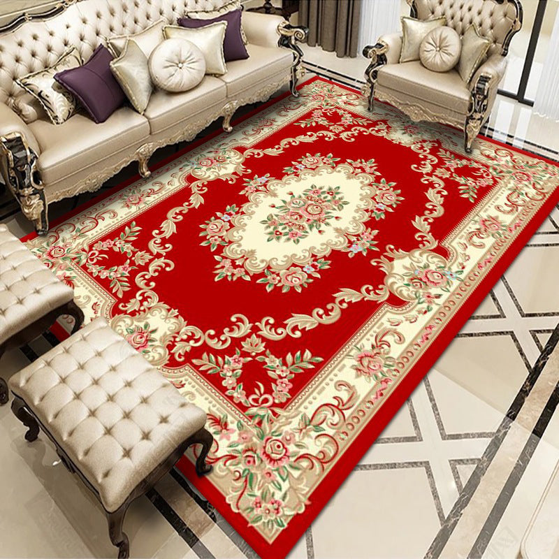 Tapis de fleur en polyester en polyester rouge