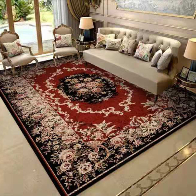 Tapis de fleur en polyester en polyester rouge