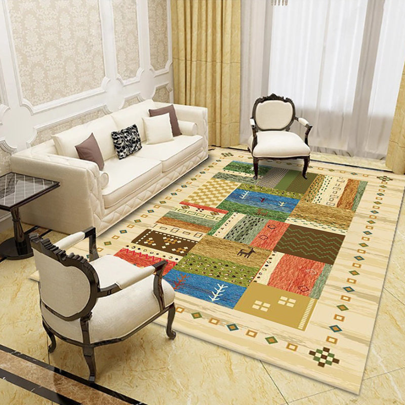 Moroccan Tile Indoor Rug Polyester Carpet Stain Resistant Area Carpet for Home Decoration