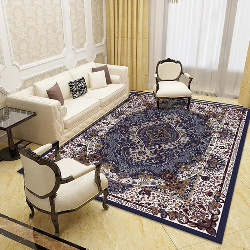 Moroccan Tile Indoor Rug Polyester Carpet Stain Resistant Area Carpet for Home Decoration