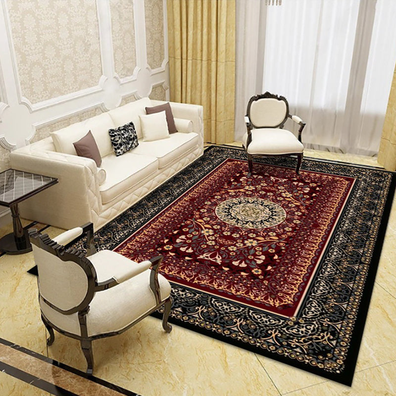 Moroccan Tile Indoor Rug Polyester Carpet Stain Resistant Area Carpet for Home Decoration