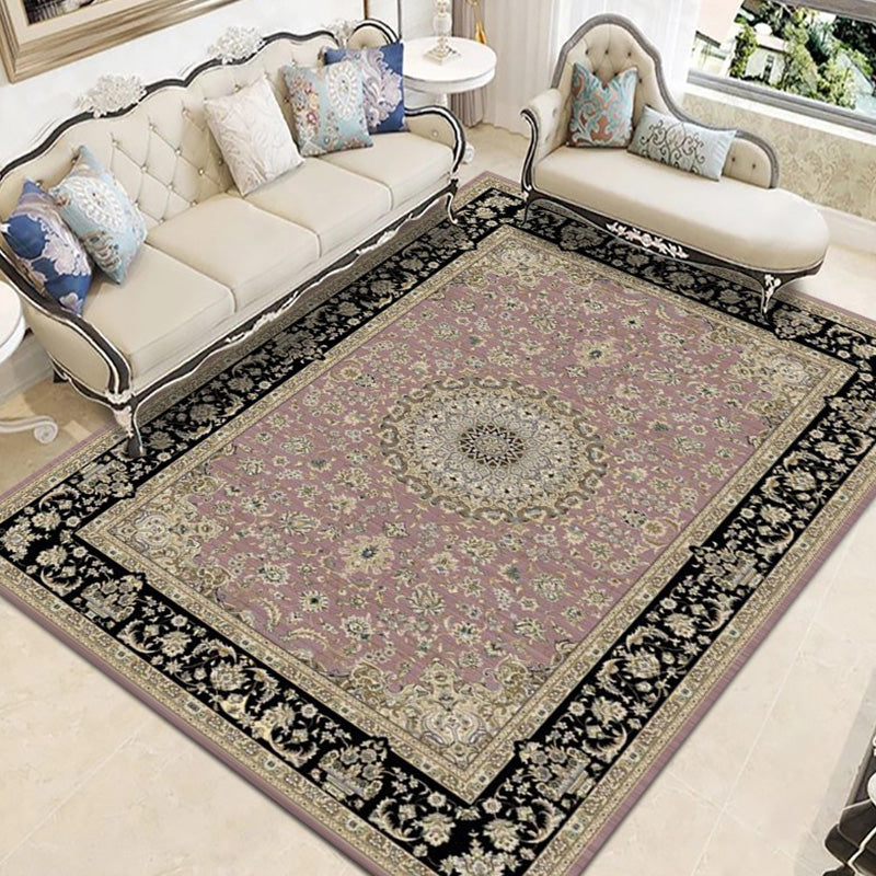 Tapis de motif marocain Médalon Médaillon Polyester Tapis résistant à la tache résistante pour décoration domestique