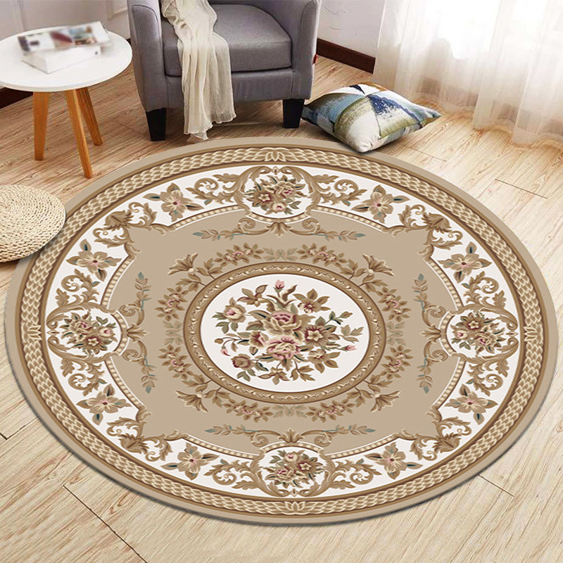 Tapis graphique traditionnel brun clair tapis de support sans glissement pour décoration intérieure