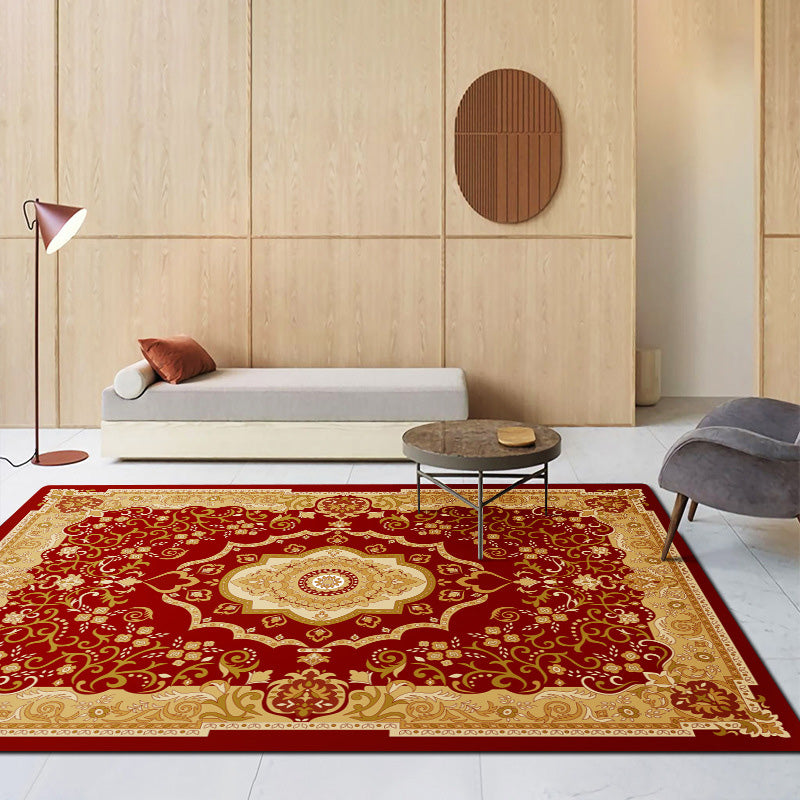 Traditional Medallion Print Rug Polyester Carpet Stain Resistant Area Carpet for Home Decoration