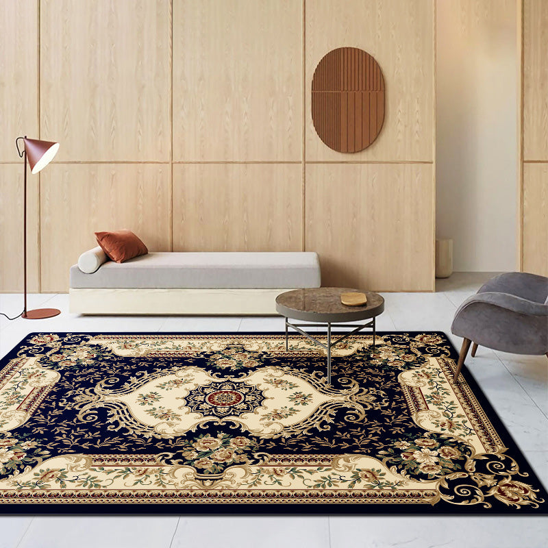 Traditional Medallion Print Rug Polyester Carpet Stain Resistant Area Carpet for Home Decoration