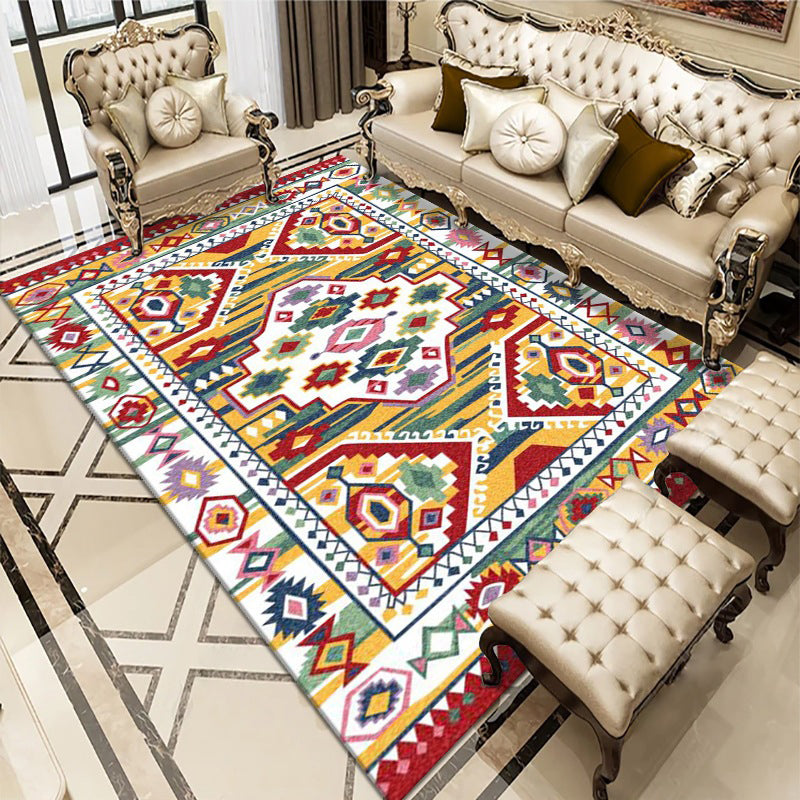 Traditioneller Innenteppich Waschbar Blumendruck Teppich Fleckenfestem Teppich für Wohnzimmer