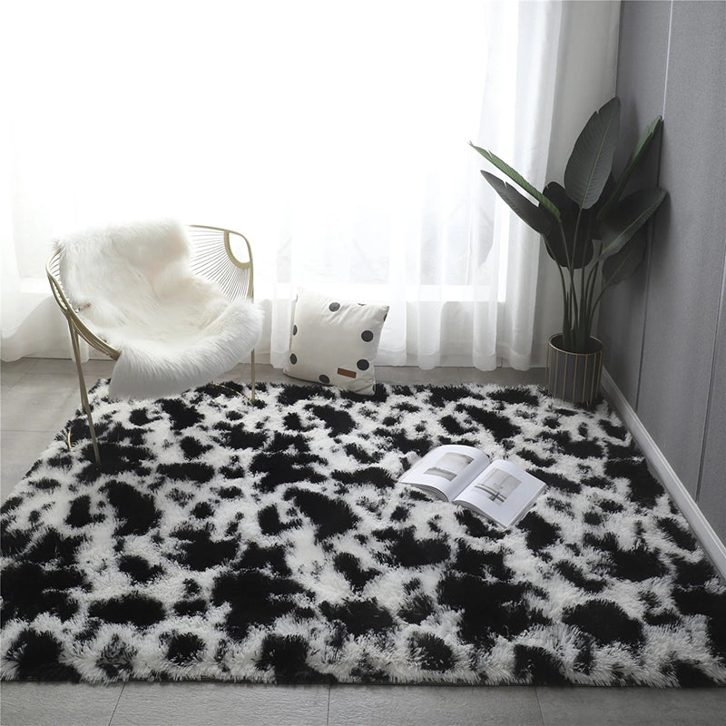 Modern Leopard Print Rug Polyester Shag Indoor Carpet Non-Slip Backing Area Rug for Living Room