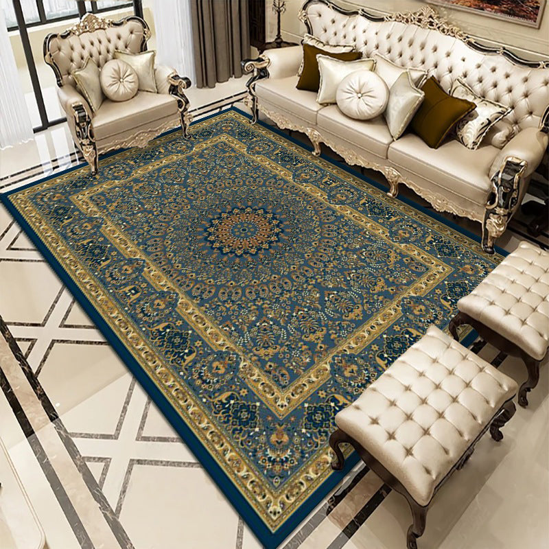 Traditional Rug Multicolored Flower Print Carpet Non-Slip Backing Carpet for Living Room