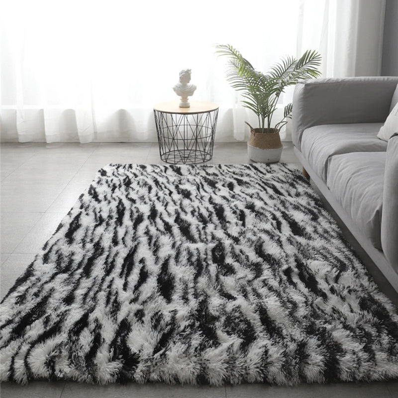 Modern Striped Rug Polyester Shag Indoor Carpet Non-Slip Backing Area Rug for Living Room