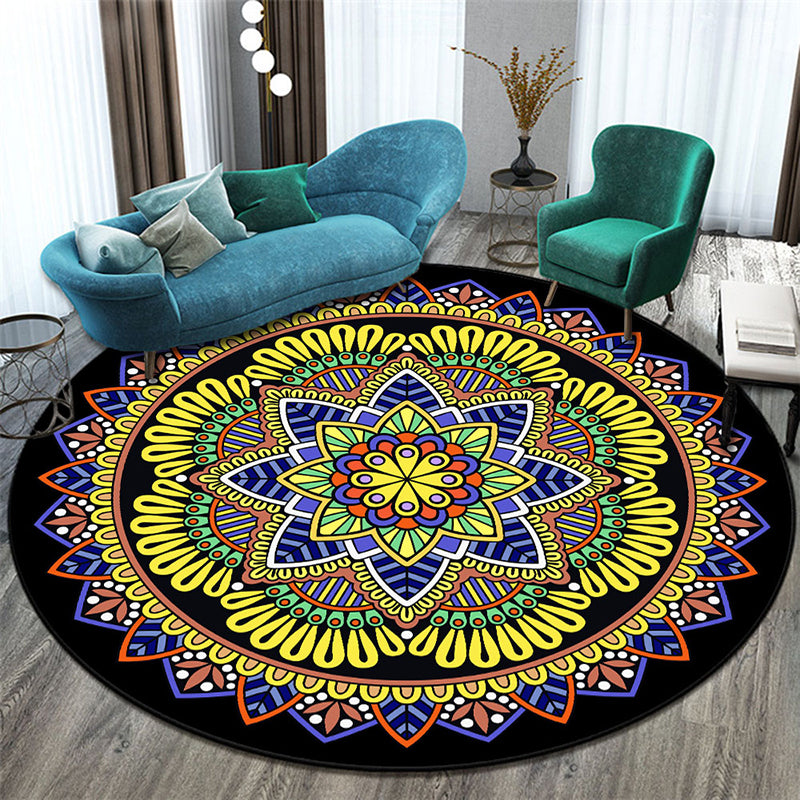 Morocco Floral Pattern Area Carpet Polyester Area Rug Stain Resistant Rug for Home Decor