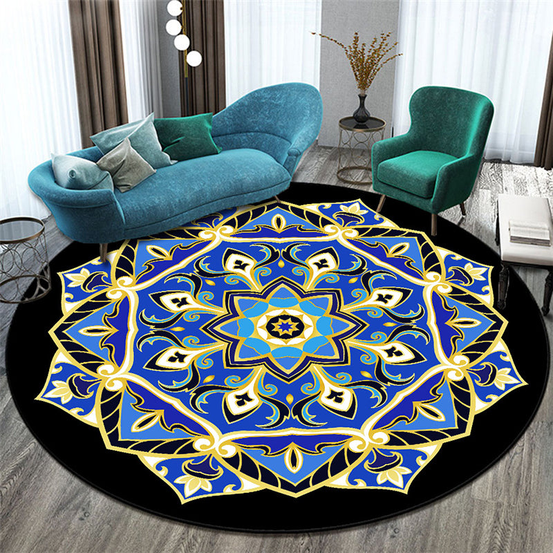 Tapis marocain élégant motif floral Polyester Area Tapis de support sans glissement pour le salon