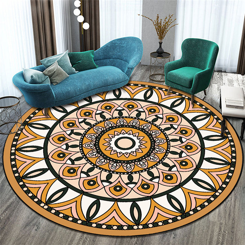 Tapis marocain élégant motif floral Polyester Area Tapis de support sans glissement pour le salon