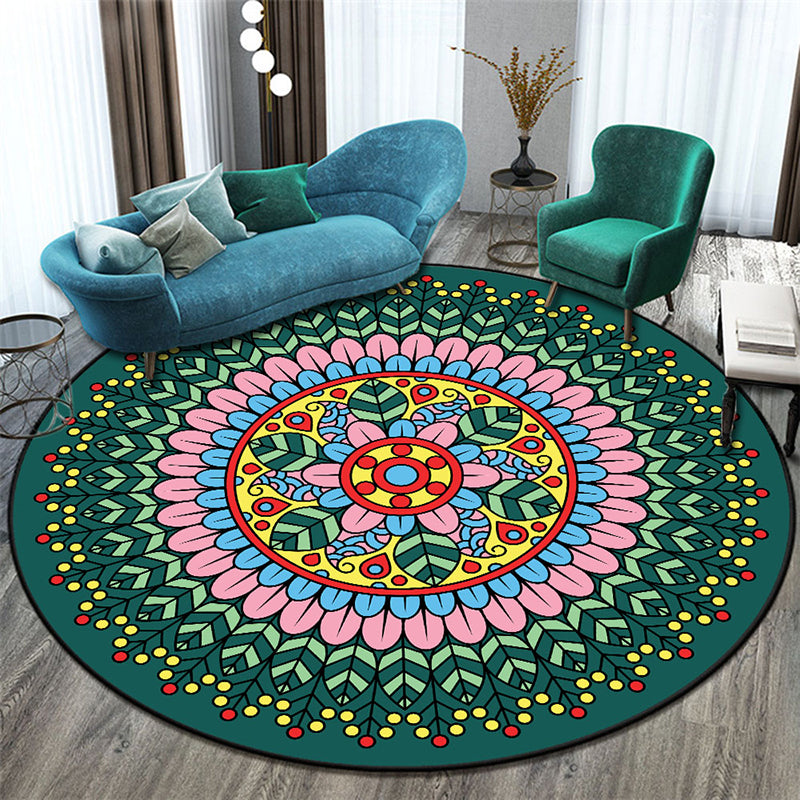 Stylish Morocco Rug Floral Pattern Polyester Area Rug Non-Slip Backing Area Carpet for Living Room