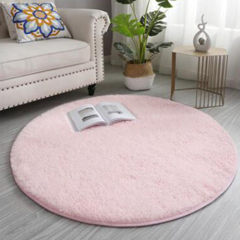 Minimalist Shag Rug Simple Plain Washable Carpet Polyester Living Room Rug with Non-Slip Backing