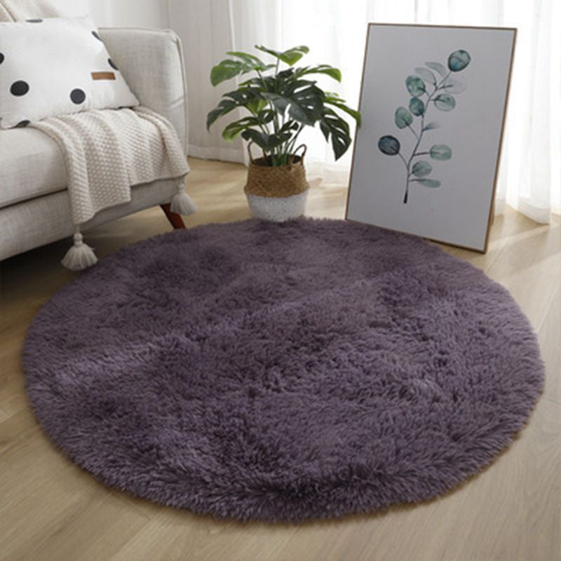 Minimalist Shag Rug Simple Plain Washable Carpet Polyester Living Room Rug with Non-Slip Backing