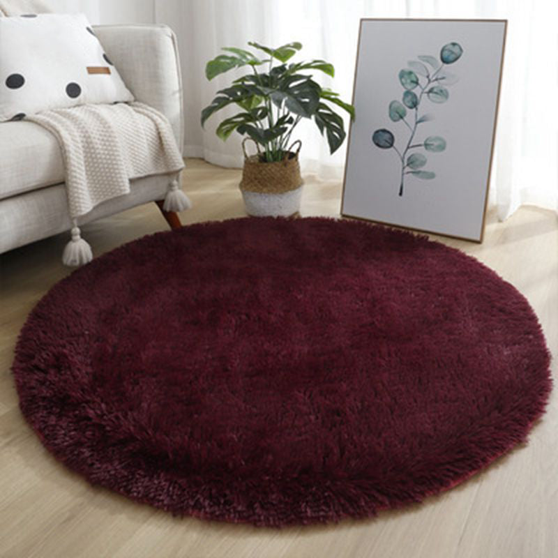 Minimalist Shag Rug Simple Plain Washable Carpet Polyester Living Room Rug with Non-Slip Backing