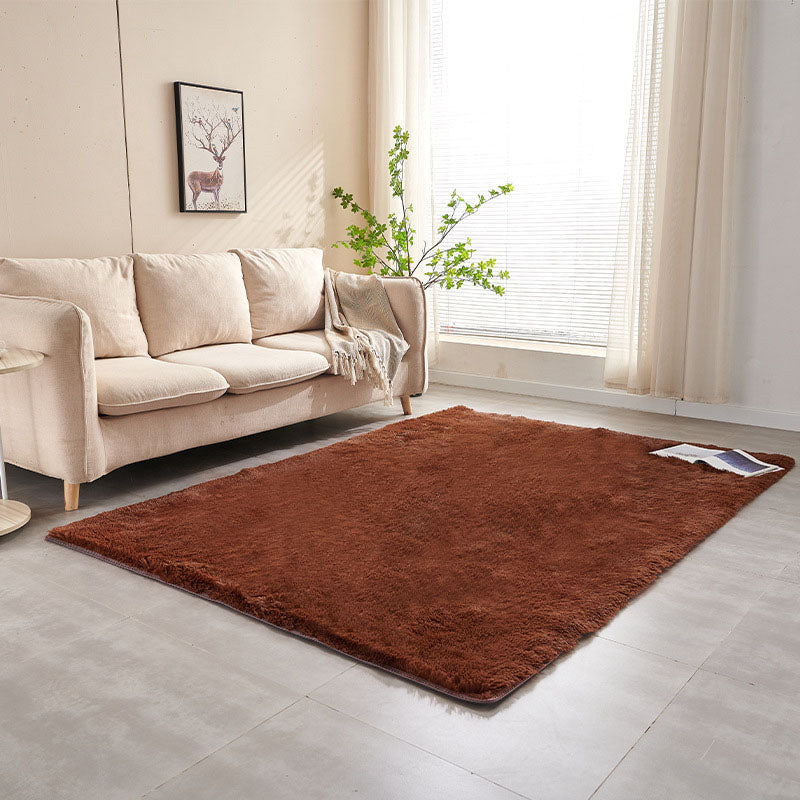 Comfort Solid Shag Carpet Polyester Indoor Rug Non-Slip Backing Carpet for Living Room