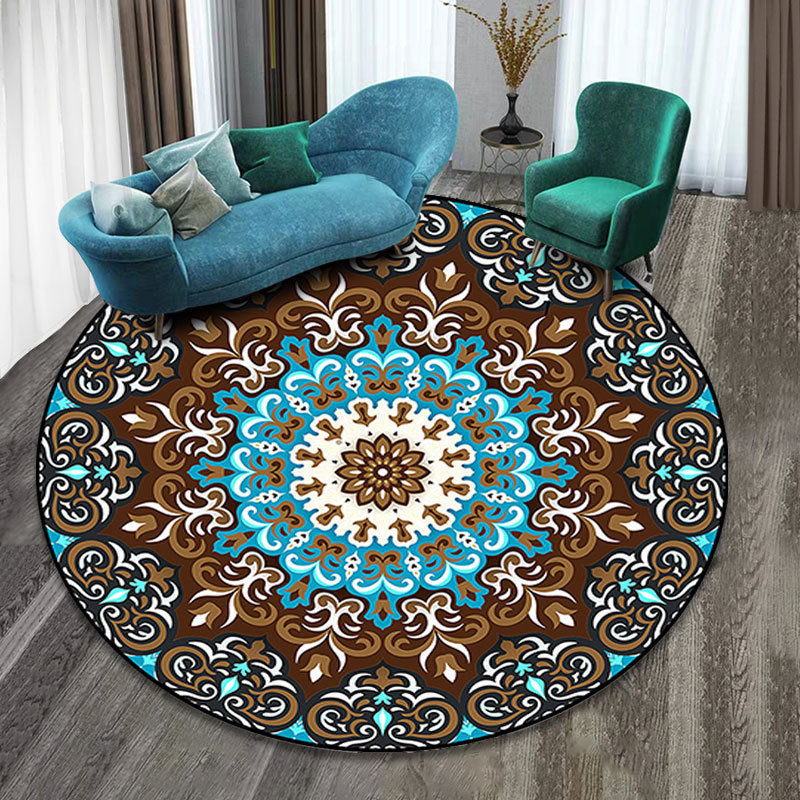 Moroccan Tribal Symbols Indoor Rug Polyester Carpet Stain Resistant Area Carpet for Home Decoration