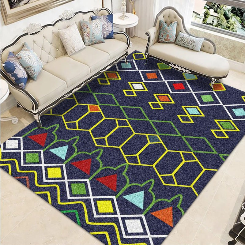 Moroccan Florentine Tile Indoor Rug Polyester Carpet Stain Resistant Area Carpet for Home Decoration